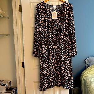 Lula Roe Gray and Pink Dress with elastic waist.